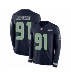 Youth Nike Seattle Seahawks #91 Tom Johnson Limited Navy Blue Therma Long Sleeve NFL Jersey