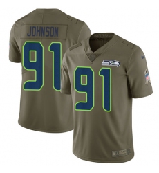 Youth Nike Seattle Seahawks #91 Tom Johnson Limited Olive 2017 Salute to Service NFL Jersey