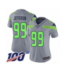 Women's Seattle Seahawks #99 Quinton Jefferson Limited Silver Inverted Legend 100th Season Football Jersey