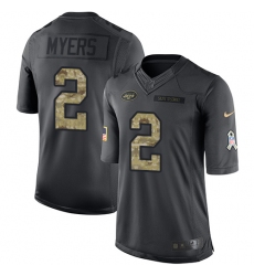 Men's Nike New York Jets #2 Jason Myers Limited Black 2016 Salute to Service NFL Jersey