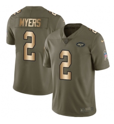 Youth Nike New York Jets #2 Jason Myers Limited Olive Gold 2017 Salute to Service NFL Jersey
