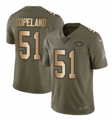 Youth Nike New York Jets #51 Brandon Copeland Limited Olive Gold 2017 Salute to Service NFL Jersey