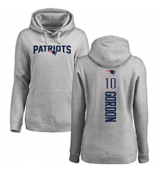 NFL Women's Nike New England Patriots #10 Josh Gordon Ash Backer Pullover Hoodie