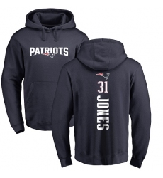 NFL Nike New England Patriots #31 Jonathan Jones Navy Blue Backer Pullover Hoodie