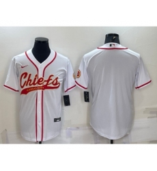 Men's Kansas City Chiefs Blank White With Patch Cool Base Stitched Baseball Jersey