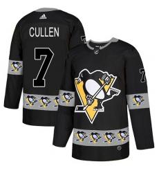 Men's Adidas Pittsburgh Penguins #7 Matt Cullen Authentic Black Team Logo Fashion NHL Jersey