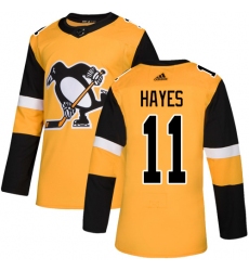Men's Adidas Pittsburgh Penguins #11 Jimmy Hayes Premier Gold Alternate NHL Jersey