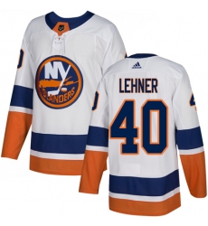 Youth Adidas New York Islanders #40 Robin Lehner Authentic White Away NHL Jersey