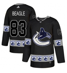 Men's Adidas Vancouver Canucks #83 Jay Beagle Authentic Black Team Logo Fashion NHL Jersey