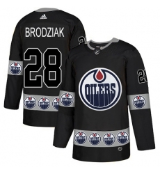 Men's Adidas Edmonton Oilers #28 Kyle Brodziak Authentic Black Team Logo Fashion NHL Jersey