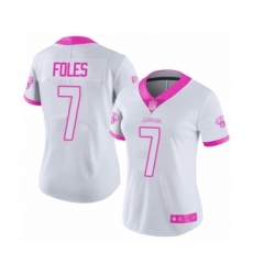 Women's Jacksonville Jaguars #7 Nick Foles Limited White Pink Rush Fashion Football Jersey
