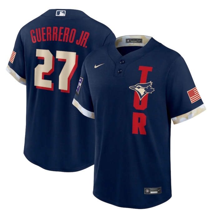 Men's Toronto Blue Jays #27 Vladimir Guerrero Jr. Nike Navy 2021 MLB All-Star Game Replica Player Jersey