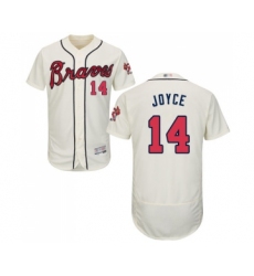Men's Atlanta Braves #14 Matt Joyce Cream Alternate Flex Base Authentic Collection Baseball Jersey