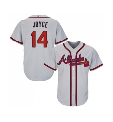 Youth Atlanta Braves #14 Matt Joyce Replica Grey Road Cool Base Baseball Jersey