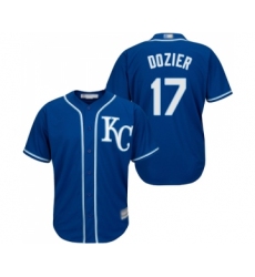 Men's Kansas City Royals #17 Hunter Dozier Replica Blue Alternate 2 Cool Base Baseball Jersey