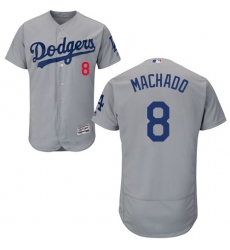 Men's Majestic Los Angeles Dodgers #8 Manny Machado Gray Alternate Flex Base Authentic Collection MLB Jersey