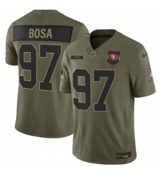 Men's San Francisco 49ers #97 Nick Bosa Olive 2025 Salute to Service Limited Football Stitched Jersey