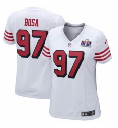 Women's San Francisco 49ers #97 Nick Bosa White Throwback 2023 F U S E Vapor Untouchable Limited Stitched Football 2024 Super Bowl LVIII Jersey