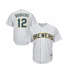 Youth Milwaukee Brewers #12 Aaron Rodgers Replica White Home Cool Base Baseball Jersey
