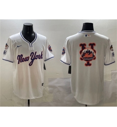 Men's New York Mets Team Big Logo White 2025 Spring Training Stitched Baseball Jersey