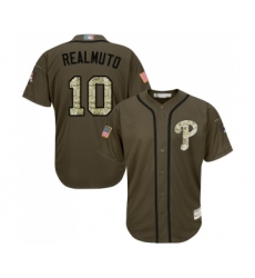 Men's Philadelphia Phillies #10 J. T. Realmuto Authentic Green Salute to Service Baseball Jersey