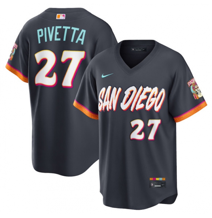 Men's San Diego Padres #27 Nick Pivetta Obsidian 2026 City Connect Stadium Limited Stitched Baseball Jersey