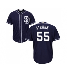 Men's San Diego Padres #55 Matt Strahm Replica Navy Blue Alternate 1 Cool Base Baseball Jersey