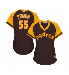 Women's San Diego Padres #55 Matt Strahm Replica White Fashion Cool Base Baseball Jersey