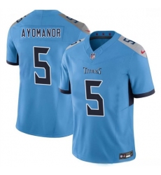 Men's Tennessee Titans #5 Elic Ayomanor Blue 2025 Draft F.U.S.E. Vapor Limited Football Stitched Jersey