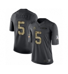 Youth Miami Dolphins #5 Jake Rudock Limited Black 2016 Salute to Service Football Jersey