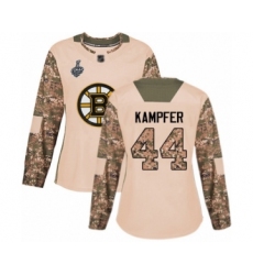 Women's Boston Bruins #44 Steven Kampfer Authentic Camo Veterans Day Practice 2019 Stanley Cup Final Bound Hockey Jersey