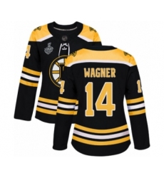 Women's Boston Bruins #14 Chris Wagner Authentic Black Home 2019 Stanley Cup Final Bound Hockey Jersey