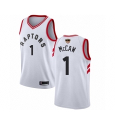 Men's Toronto Raptors #1 Patrick McCaw Swingman White 2019 Basketball Finals Bound Jersey - Association Edition