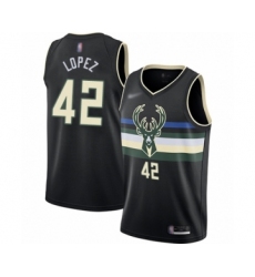 Youth Milwaukee Bucks #42 Robin Lopez Swingman Black Finished Basketball Jersey - Statement Edition