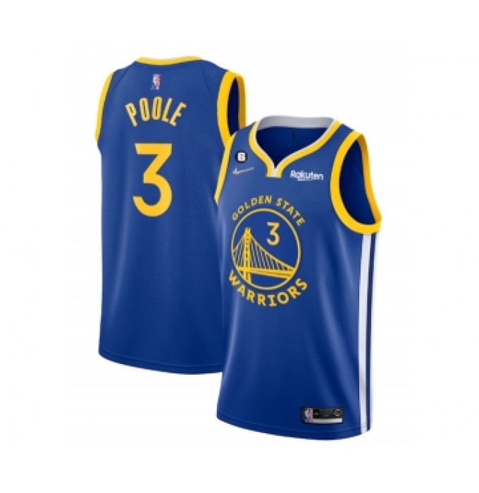 Men's Golden State Warriors #3 Jordan Poole Royal With No.6 Patch Stitched Jersey