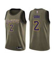 Youth Los Angeles Lakers #2 Quinn Cook Swingman Green Salute to Service Basketball Jersey