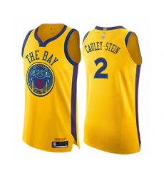 Men's Golden State Warriors #2 Willie Cauley-Stein Authentic Gold Basketball Jersey - City Edition
