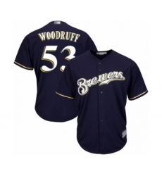 Men's Milwaukee Brewers #53 Brandon Woodruff Replica Navy Blue Alternate Cool Base Baseball Jersey