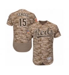 Men's Cincinnati Reds #15 Nick Senzel Replica Camo Alternate Cool Base Baseball Jersey