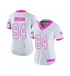 Women's Oakland Raiders #84 Antonio Brown Limited White Pink Rush Fashion Football Jersey