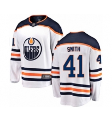 Youth Edmonton Oilers #41 Mike Smith Authentic White Away Fanatics Branded Breakaway Hockey Jersey