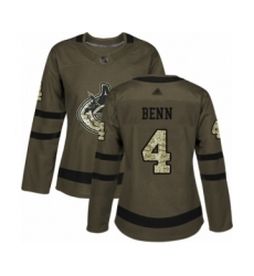 Women's Vancouver Canucks #4 Jordie Benn Authentic Green Salute to Service Hockey Jersey