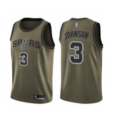 Men's San Antonio Spurs #3 Keldon Johnson Swingman Green Salute to Service Basketball Jersey