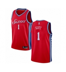 Men's Philadelphia 76ers #1 Mike Scott Authentic Red Basketball Jersey Statement Edition