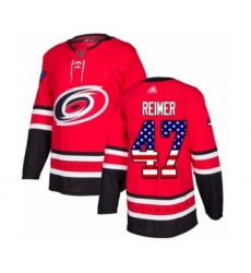 Men's Carolina Hurricanes #47 James Reimer Authentic Red USA Flag Fashion Hockey Jersey