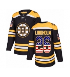 Men's Boston Bruins #26 Par Lindholm Authentic Black USA Flag Fashion Hockey Jersey