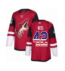 Men's Arizona Coyotes #42 Aaron Ness Authentic Red USA Flag Fashion Hockey Jersey
