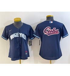 Women's Chicago Cubs Team Big Logo Navy City Connect Stitched Jersey