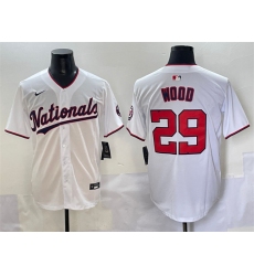 Men's Washington Nationals #29 James Wood White Home Limited Stitched Baseball Jersey