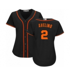 Women's San Francisco Giants #2 Abiatal Avelino Authentic Black Alternate Cool Base Baseball Player Jersey